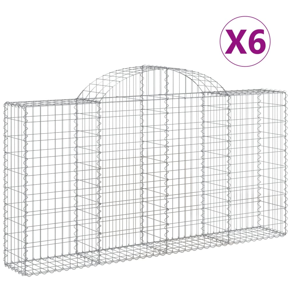 Arched Gabion Baskets 6 pcs 200x30x100/120 cm Galvanised Iron