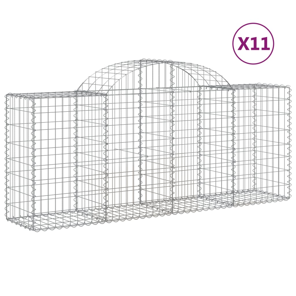 Arched Gabion Baskets 11 pcs 200x50x80/100 cm Galvanised Iron