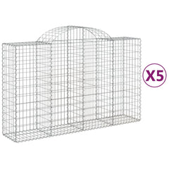 Arched Gabion Baskets 5 pcs 200x50x120/140 cm Galvanised Iron