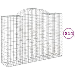 Arched Gabion Baskets 14 pcs 200x50x140/160 cm Galvanised Iron