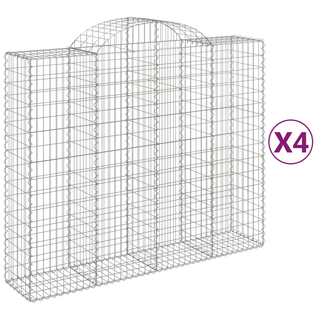 Arched Gabion Baskets 4 pcs 200x50x160/180 cm Galvanised Iron