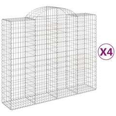 Arched Gabion Baskets 4 pcs 200x50x160/180 cm Galvanised Iron