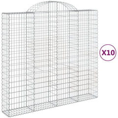 Arched Gabion Baskets 10 pcs 200x50x180/200 cm Galvanised Iron