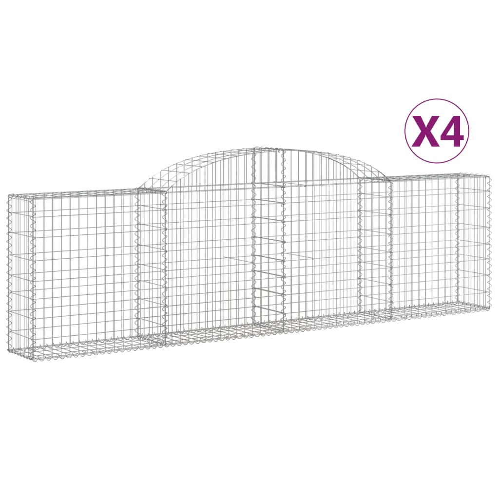 Arched Gabion Baskets 4 pcs 300x30x80/100 cm Galvanised Iron