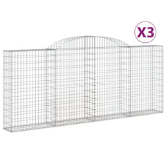 Arched Gabion Baskets 3 pcs 300x30x120/140 cm Galvanised Iron