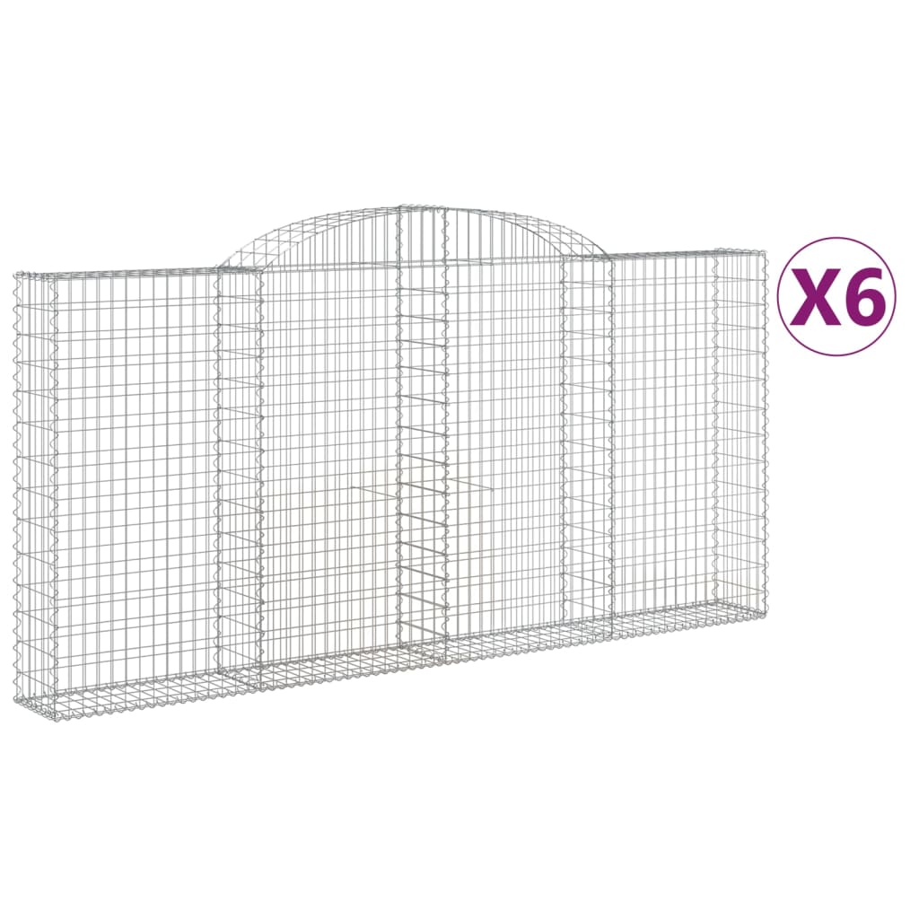 Arched Gabion Baskets 6 pcs 300x30x140/160 cm Galvanised Iron