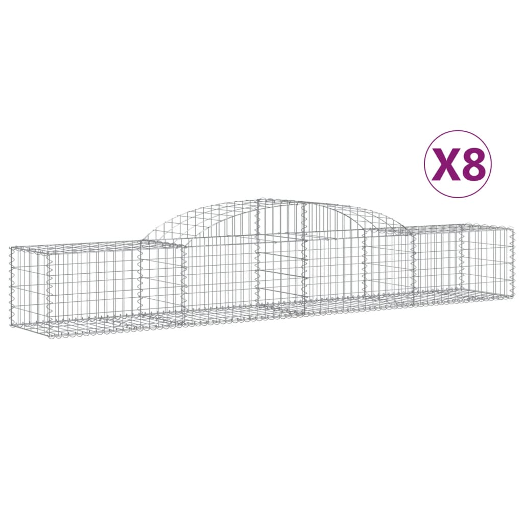 Arched Gabion Baskets 8 pcs 300x50x40/60 cm Galvanised Iron