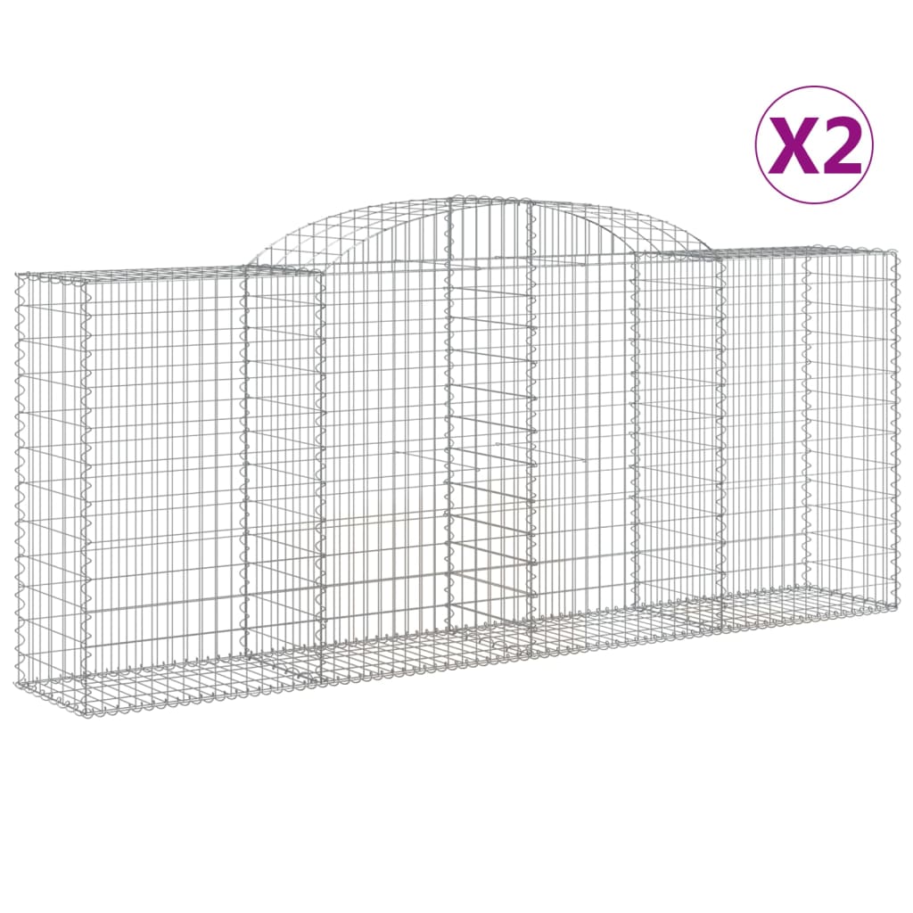 Arched Gabion Baskets 2 pcs 300x50x120/140 cm Galvanised Iron