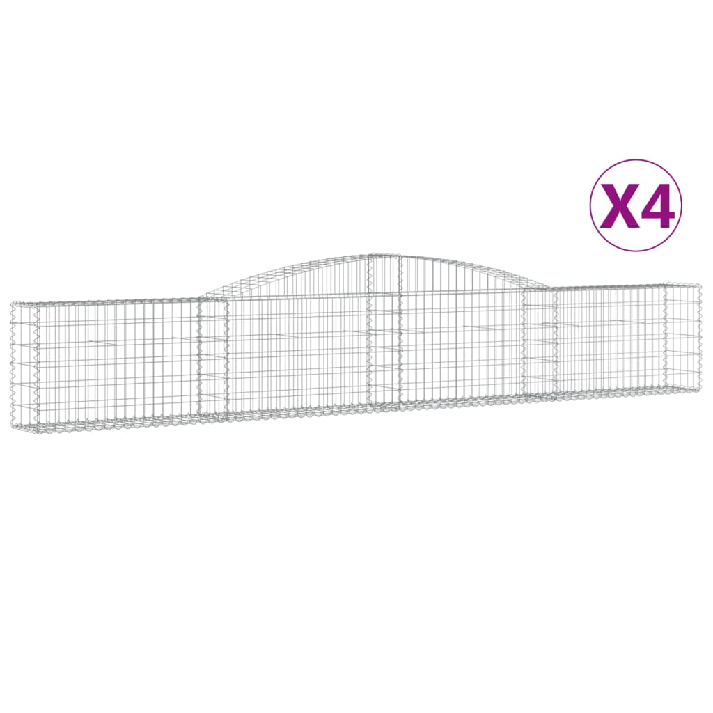 Arched Gabion Baskets 4 pcs 400x30x60/80 cm Galvanised Iron