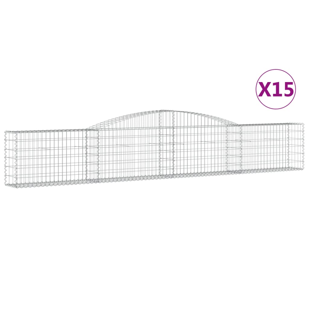 Arched Gabion Baskets 15 pcs 400x30x60/80 cm Galvanised Iron