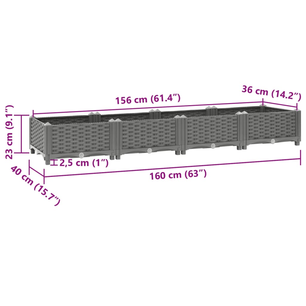 Raised Bed 160x40x23 cm Polypropylene