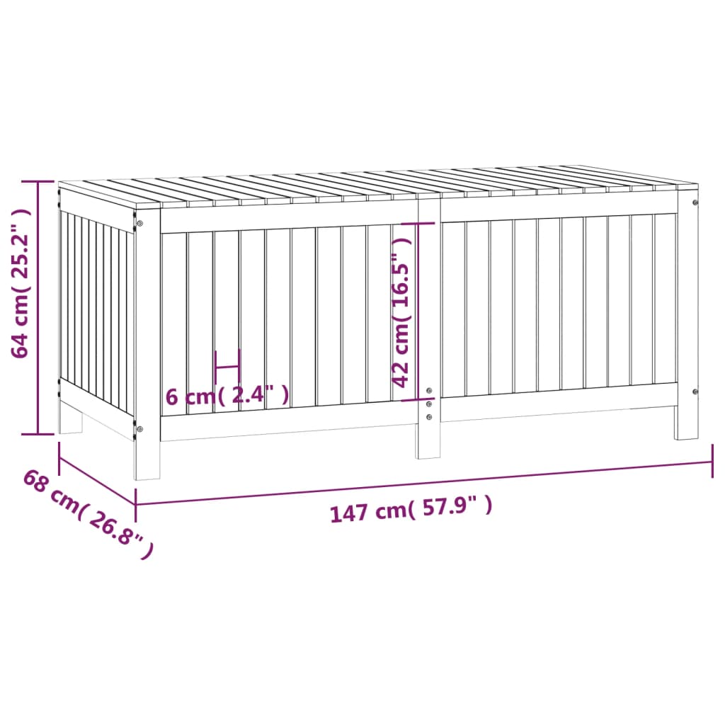 Garden Storage Box Grey 147x68x64 cm Solid Wood Pine