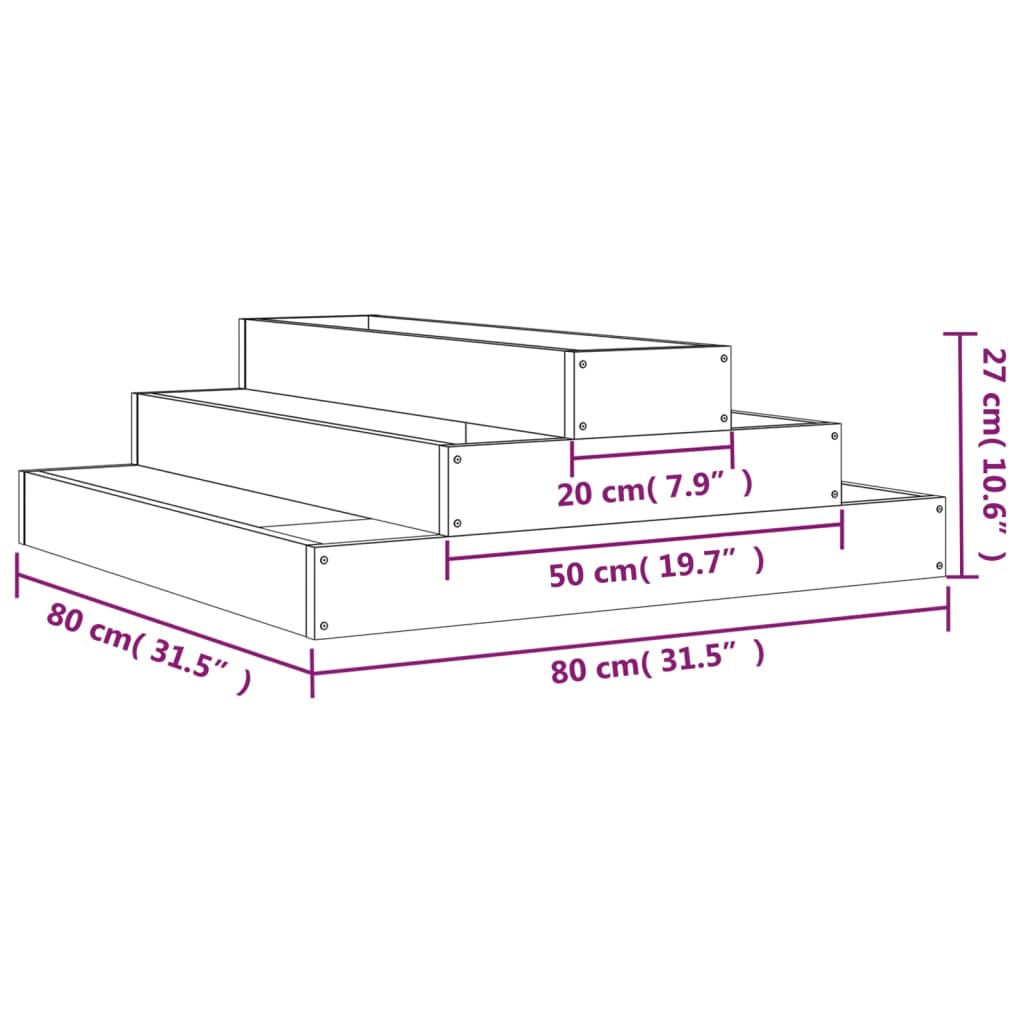 Planter 80x80x27 cm Solid Wood Douglas