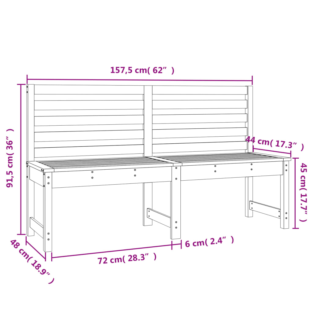 Garden Bench 157.5 cm Solid Wood Douglas