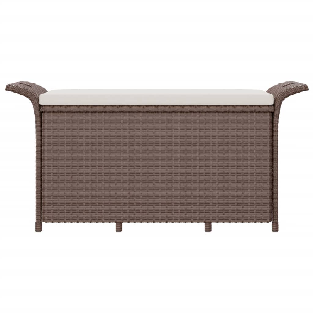 Garden Bench with Cushion Brown 116x46x57 cm Poly Rattan