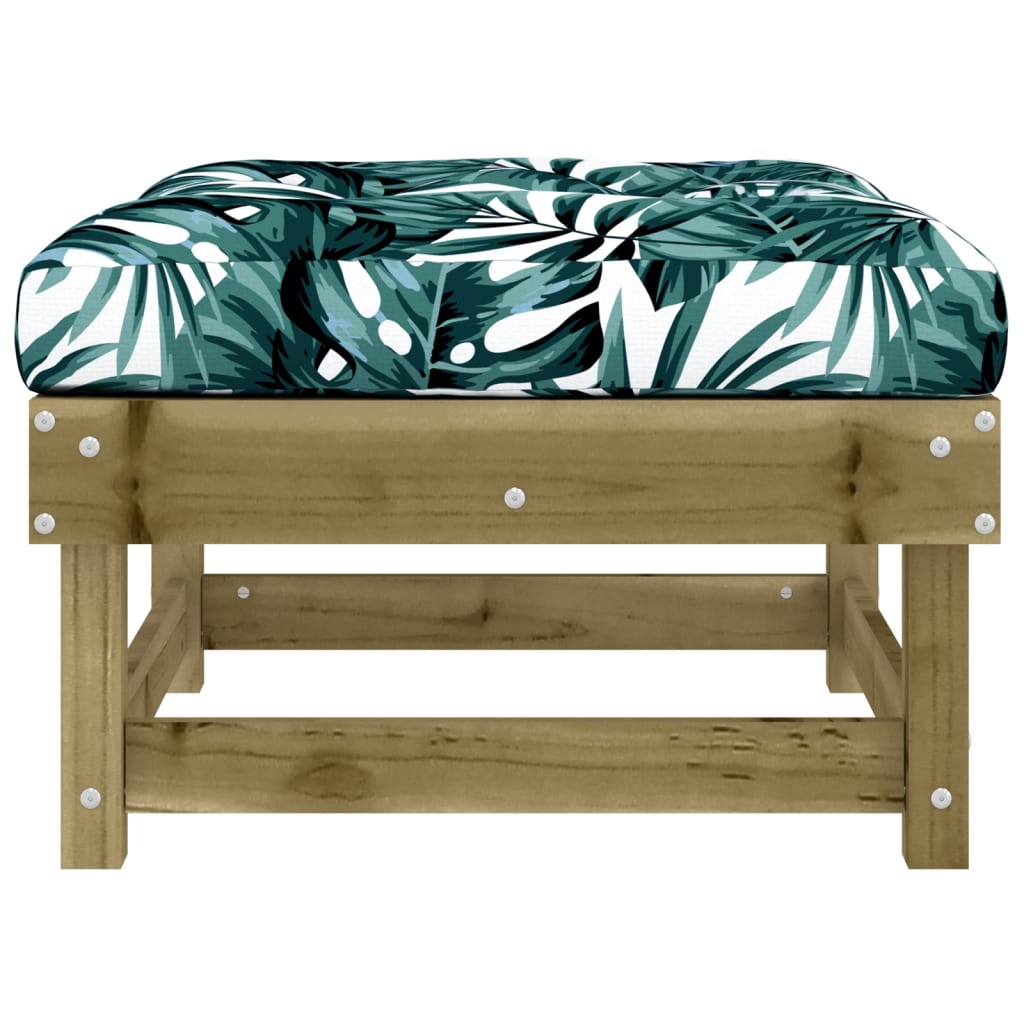 Garden Footstool with Cushion Impregnated Wood Pine