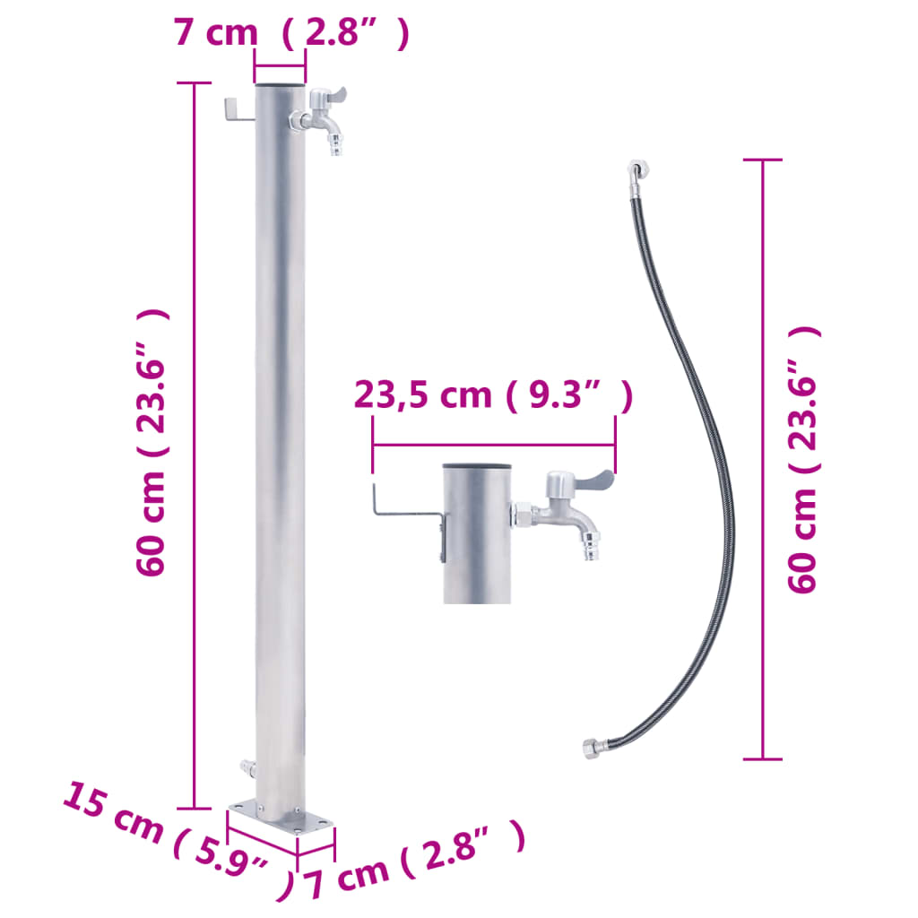 Garden Water Column 60 cm Stainless Steel Round