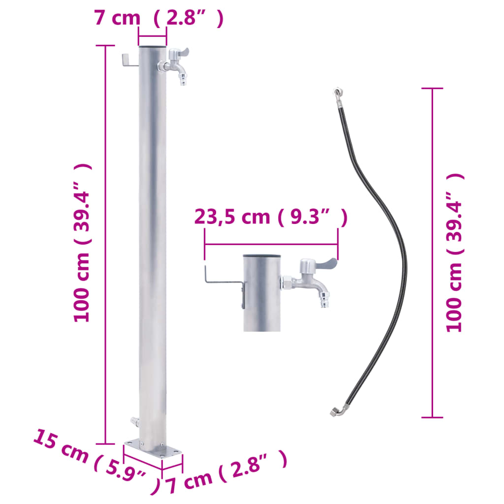 Garden Water Column 100 cm Stainless Steel Round