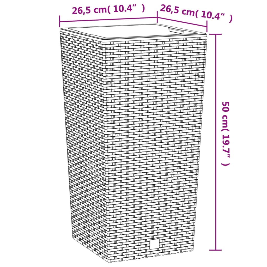 Planter with Removable Inner White 11 / 26.5 L PP Rattan