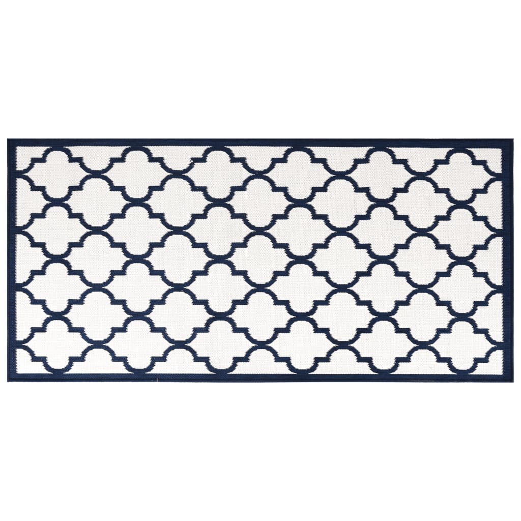 Outdoor Rug Navy and White 100x200 cm Reversible Design