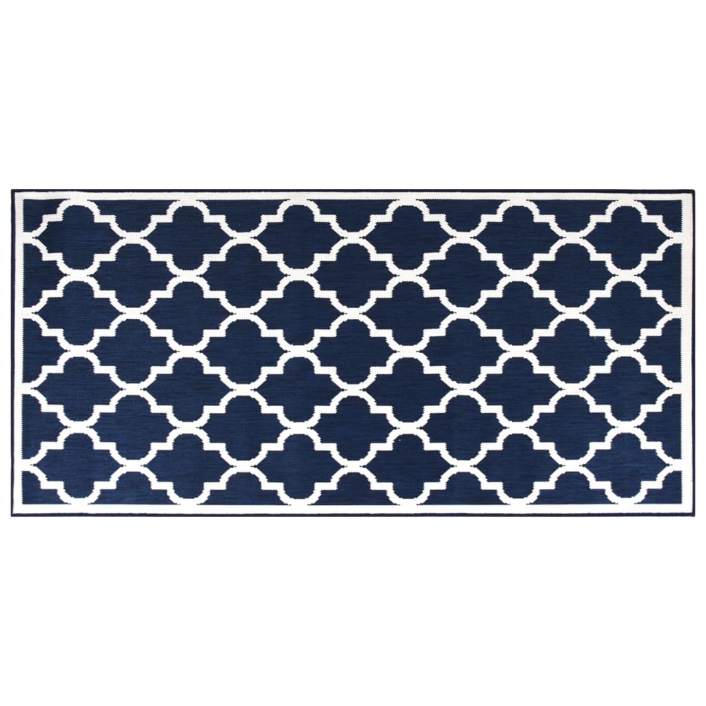 Outdoor Rug Navy and White 100x200 cm Reversible Design