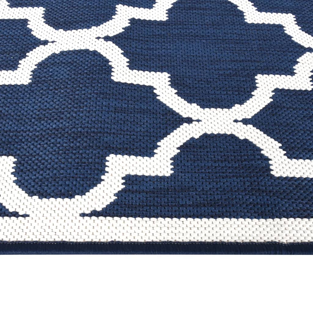 Outdoor Rug Navy and White 100x200 cm Reversible Design