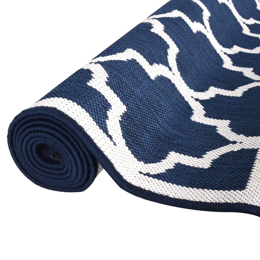 Outdoor Rug Navy and White 100x200 cm Reversible Design