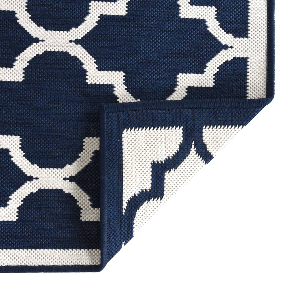 Outdoor Rug Navy and White 100x200 cm Reversible Design