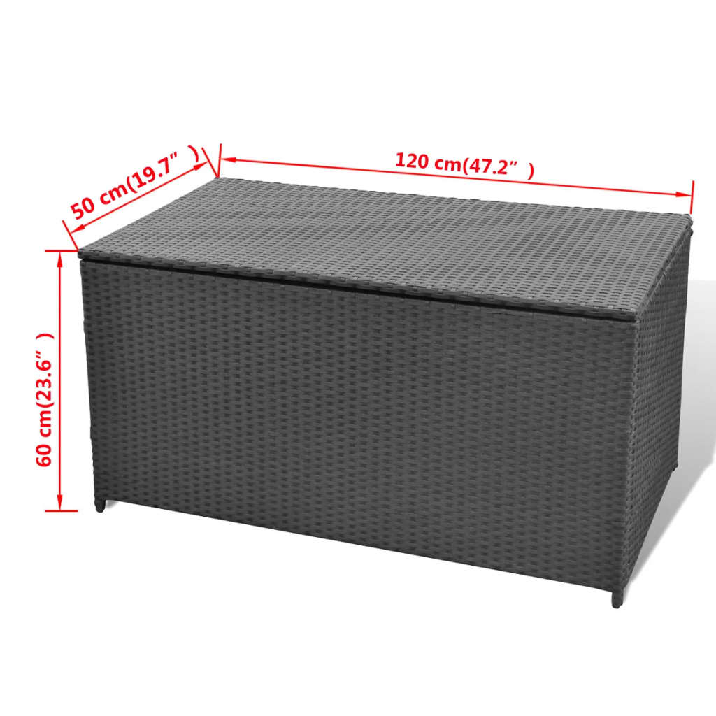 Garden Storage Box Black 120x50x60 cm Poly Rattan