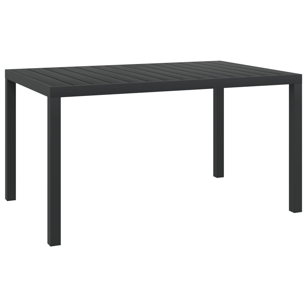 Garden Table Black 150x90x74 cm Aluminium and WPC