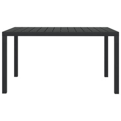 Garden Table Black 150x90x74 cm Aluminium and WPC