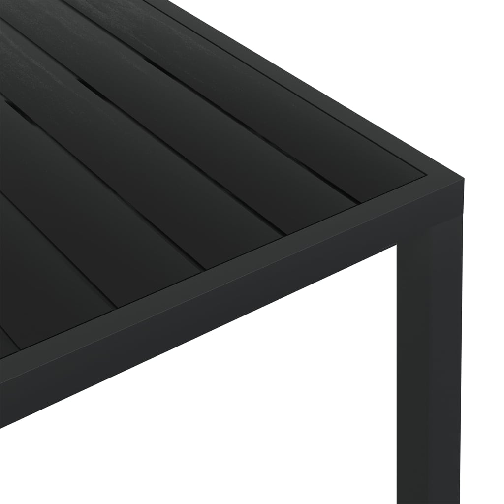 Garden Table Black 150x90x74 cm Aluminium and WPC