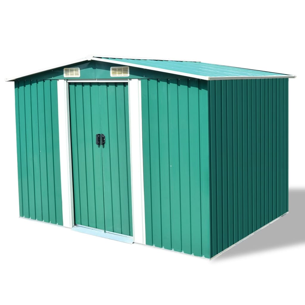 Garden Storage Shed Green Metal 257x205x178 cm