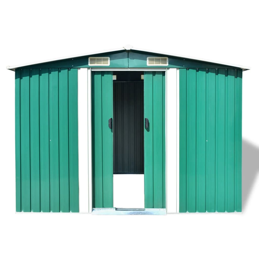 Garden Storage Shed Green Metal 257x205x178 cm