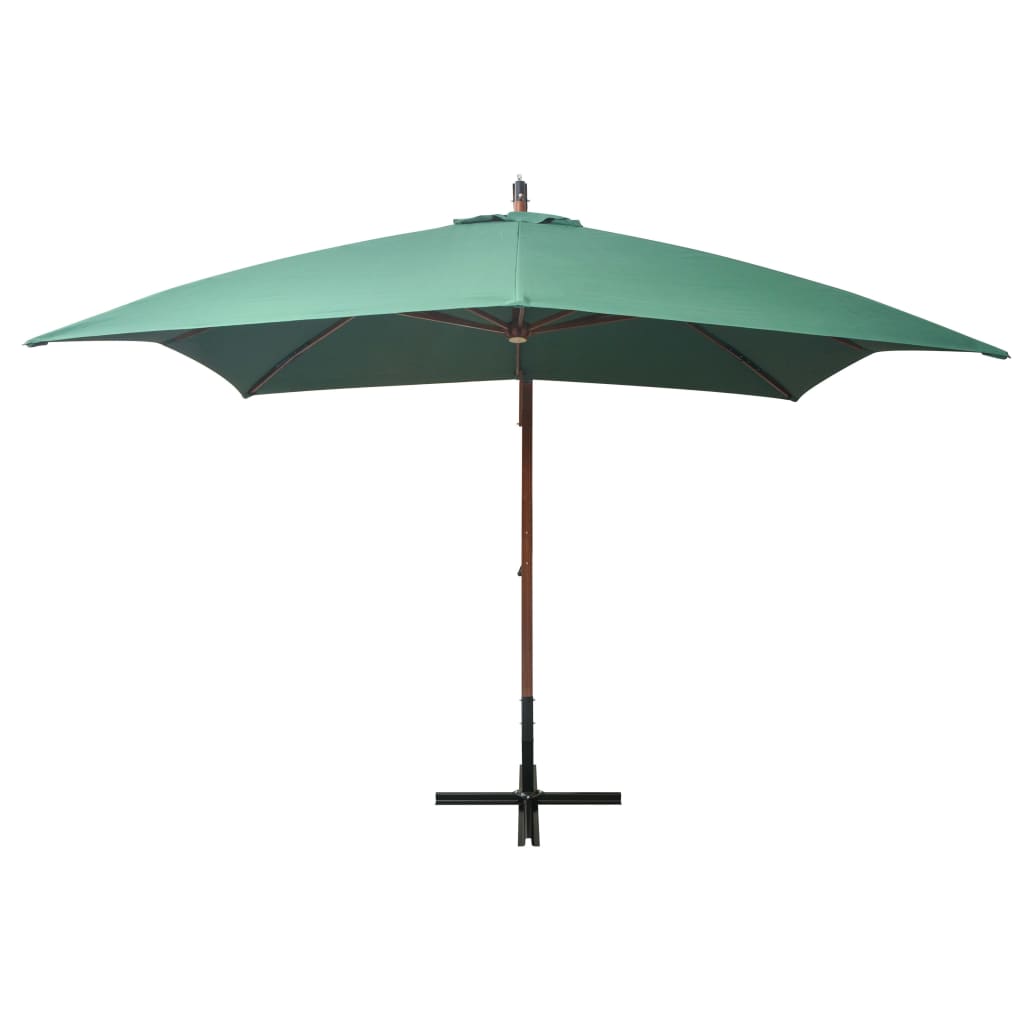 Hanging Garden Parasol 300x300 cm Wooden Pole Green