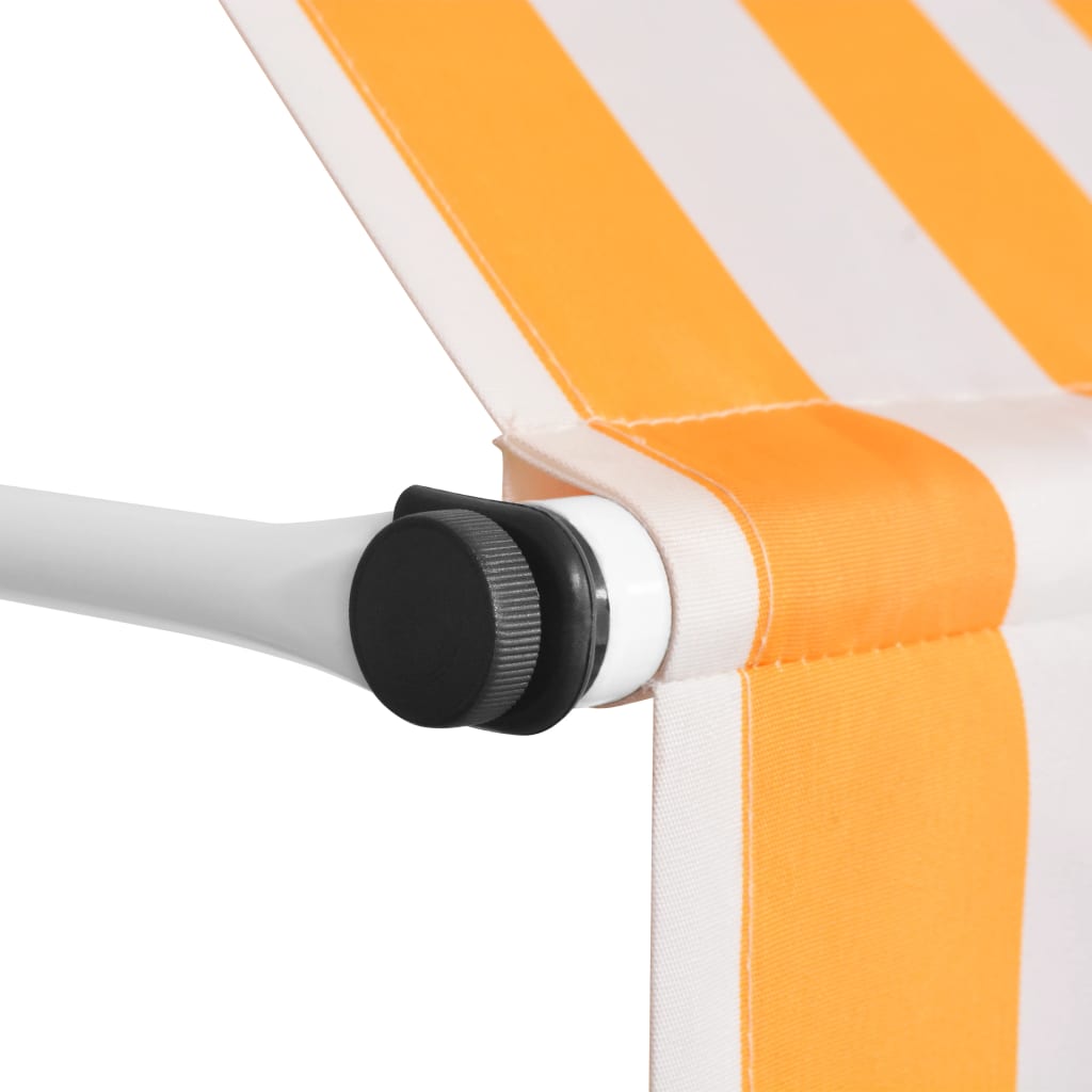 Manual Retractable Awning 200 cm Orange and White Stripes