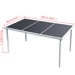 Garden Table 150x90x74 cm Black Steel