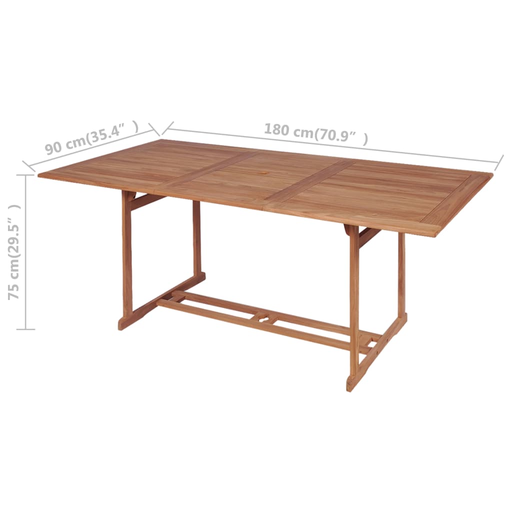 Garden Table 180x90x75 cm Solid Teak Wood