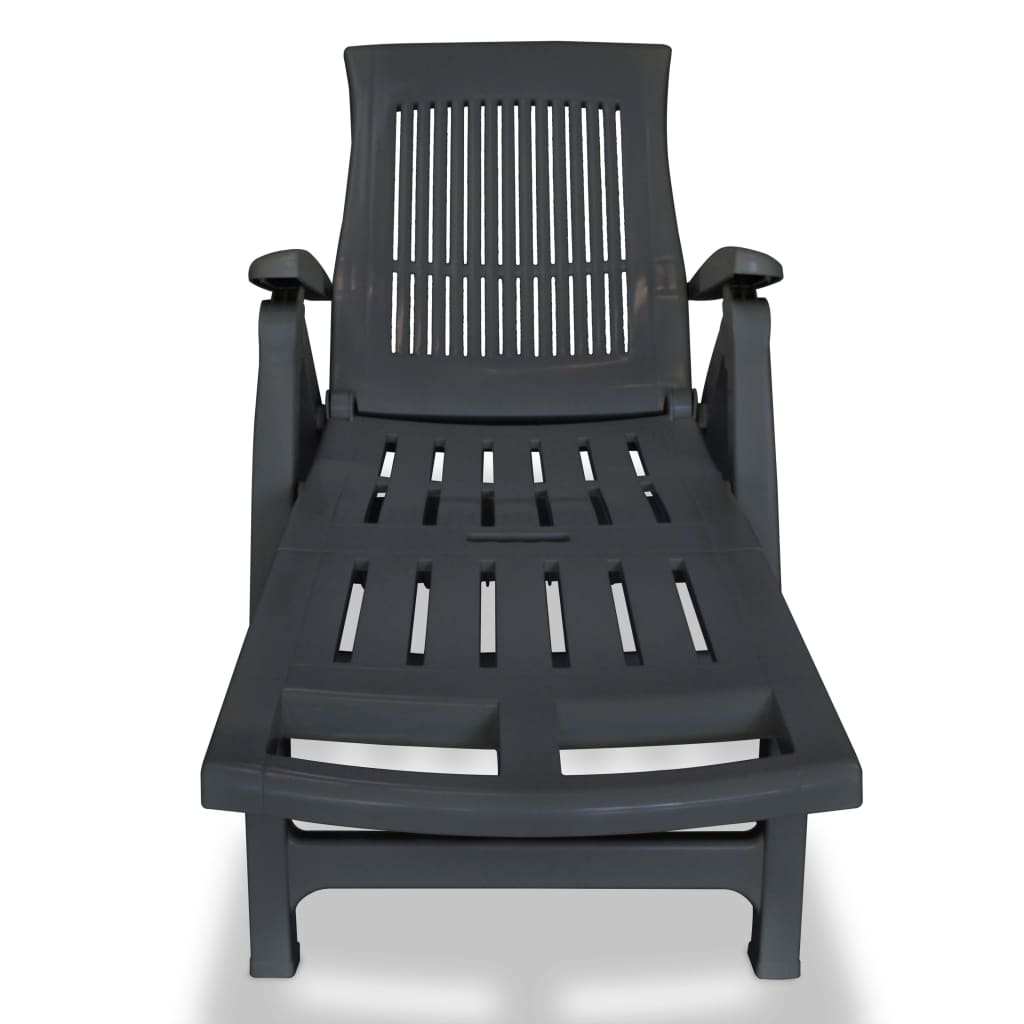 Sun Lounger with Footrest Plastic Anthracite