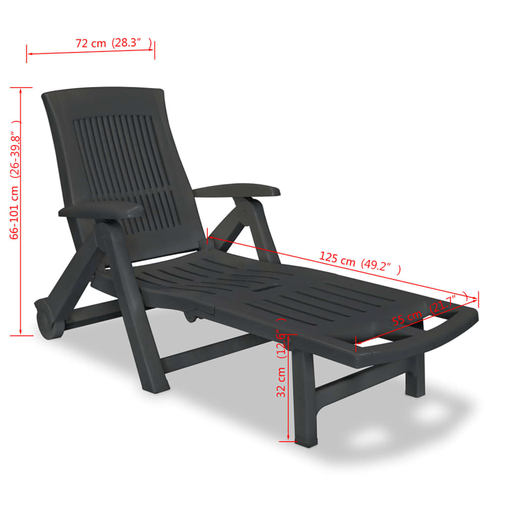 Sun Lounger with Footrest Plastic Anthracite