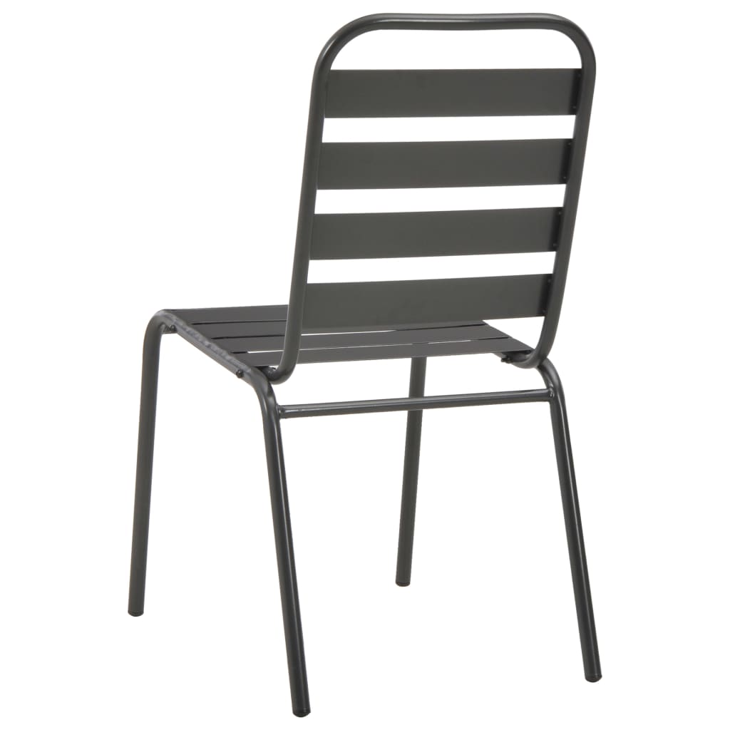 Stackable Outdoor Chairs 2 pcs Steel Grey