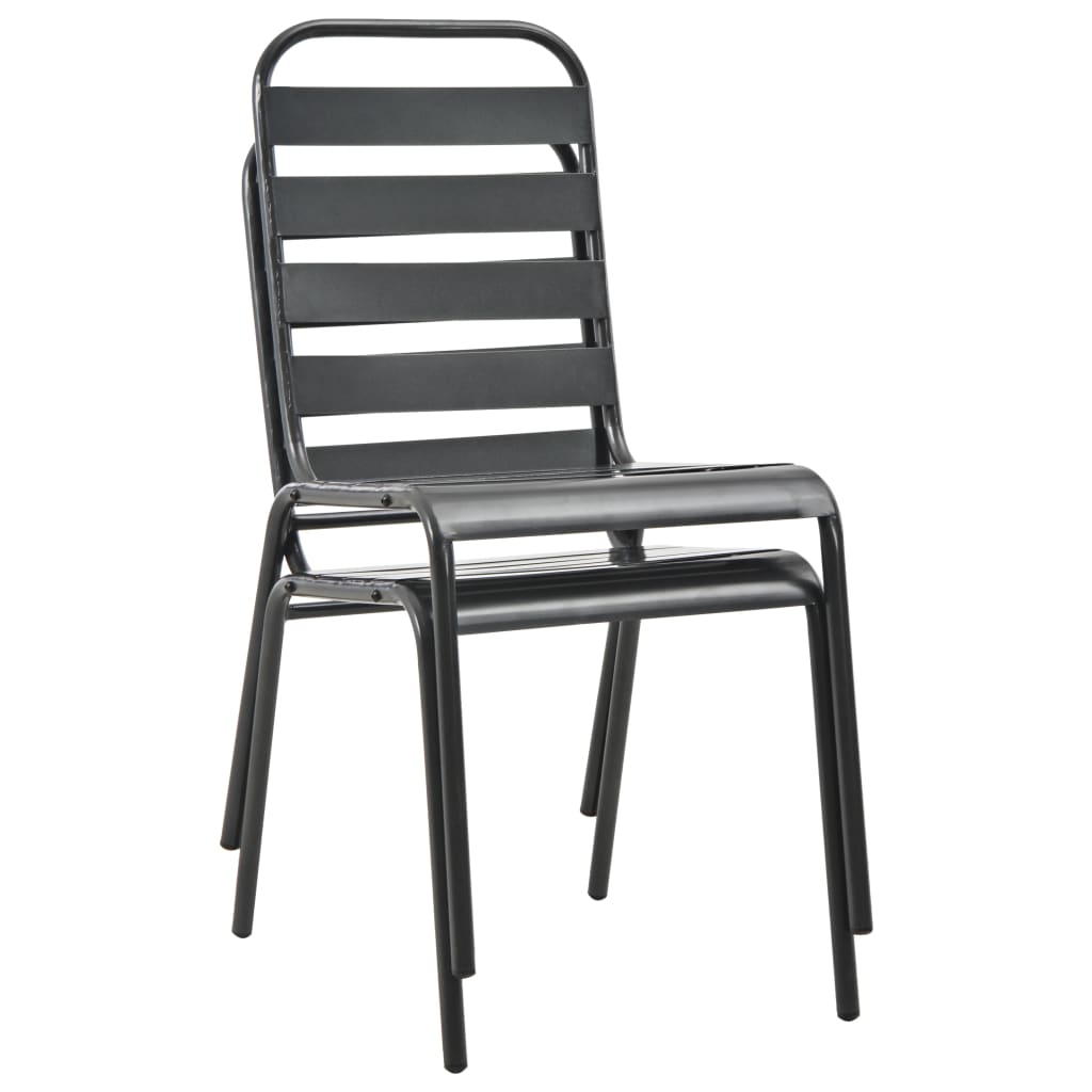 Stackable Outdoor Chairs 2 pcs Steel Grey