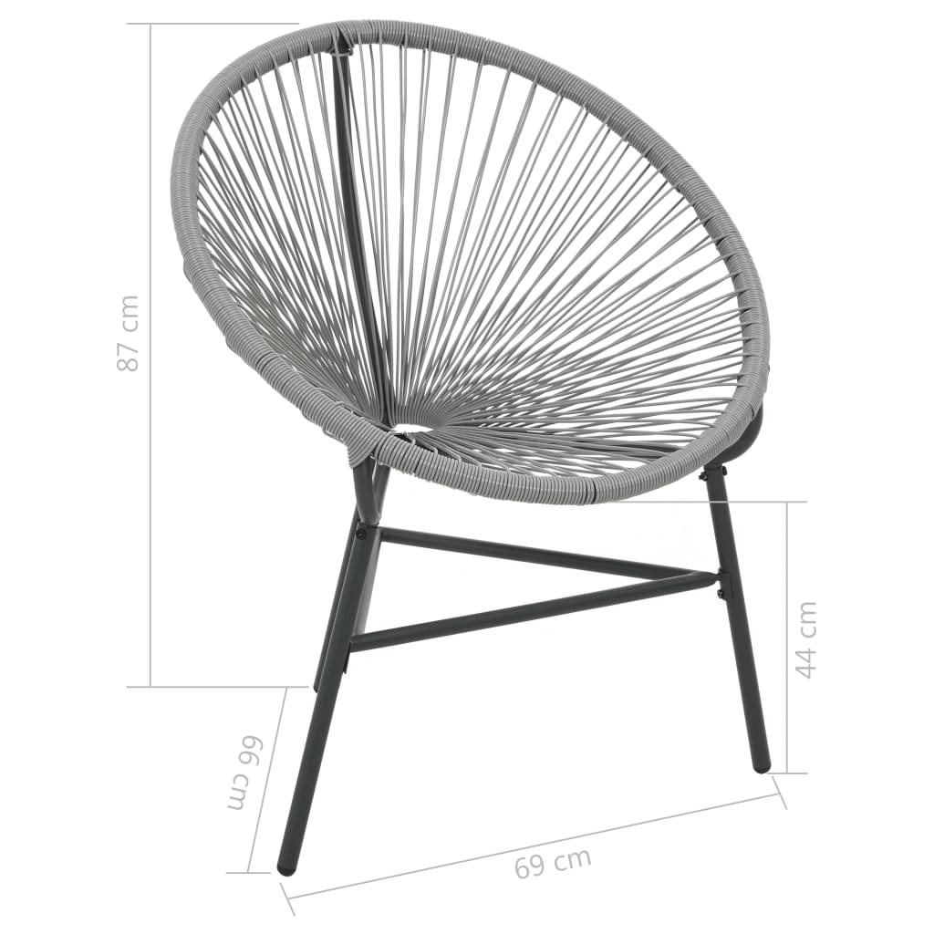 Garden Moon Chair Poly Rattan Grey