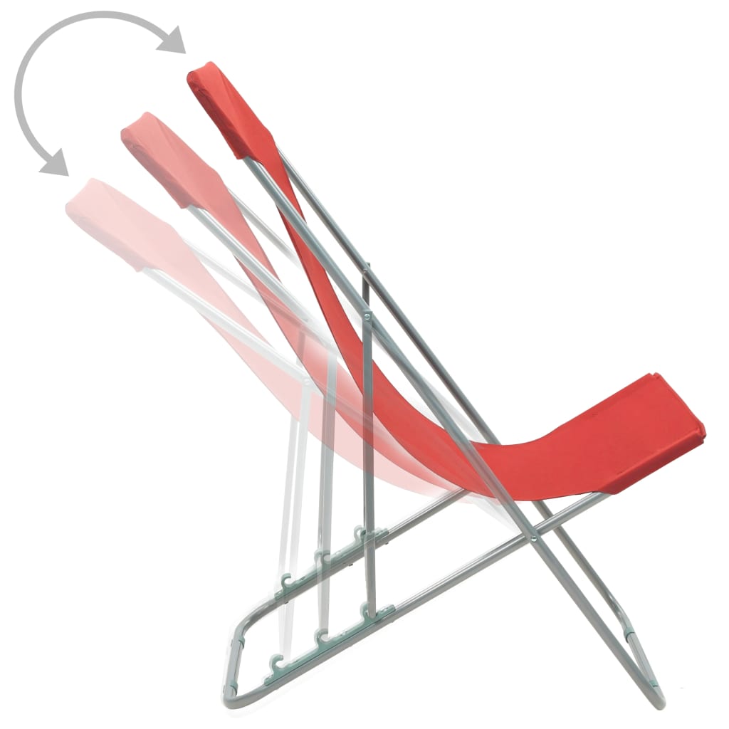 Folding Beach Chairs 2 pcs Steel and Oxford Fabric Red