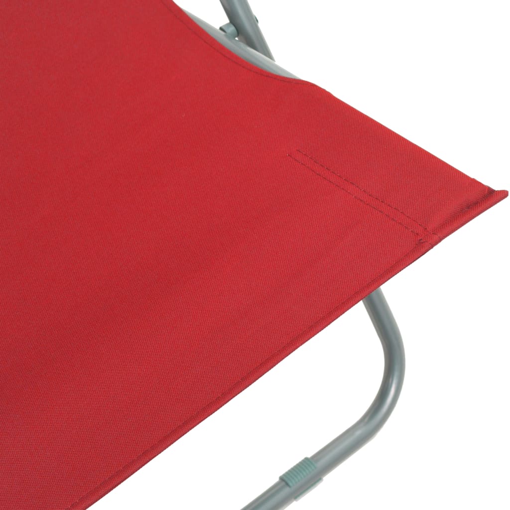 Folding Beach Chairs 2 pcs Steel and Oxford Fabric Red