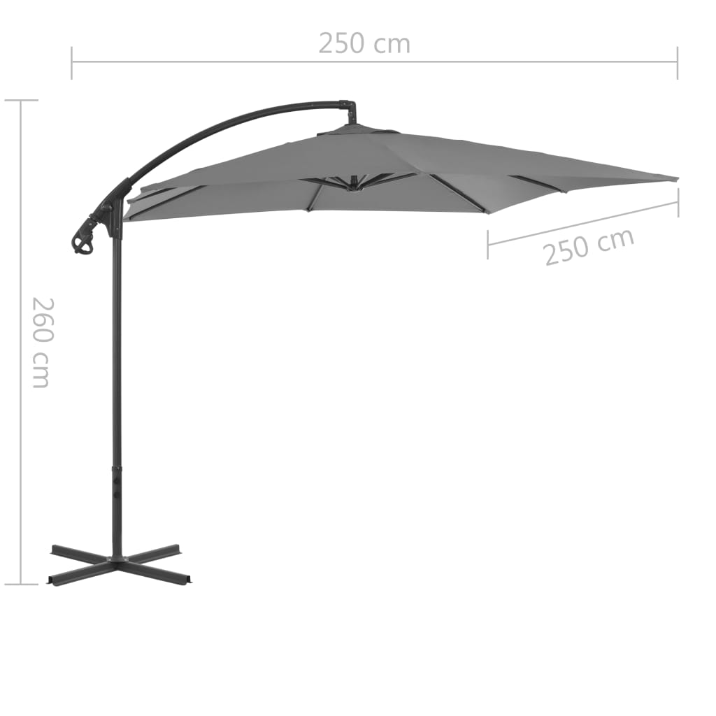 Cantilever Garden Parasol with Steel Pole 250x250 cm Anthracite