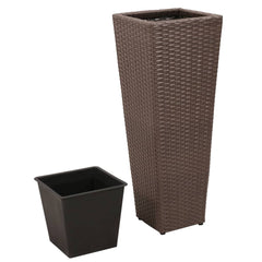 Garden Raised Beds 3 pcs Poly Rattan Brown