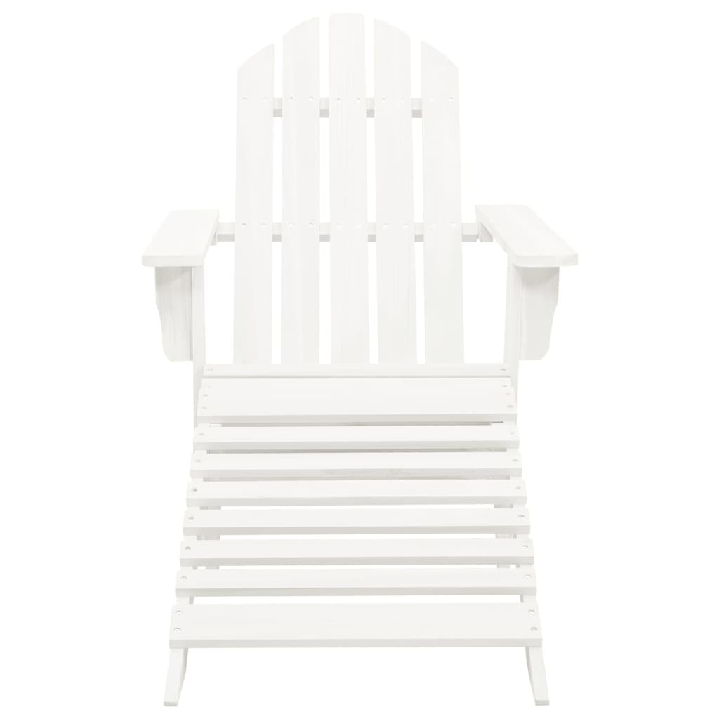 Garden Chair with Ottoman Wood White