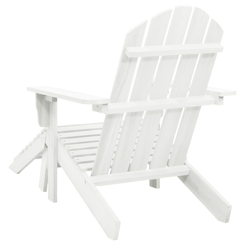 Garden Chair with Ottoman Wood White