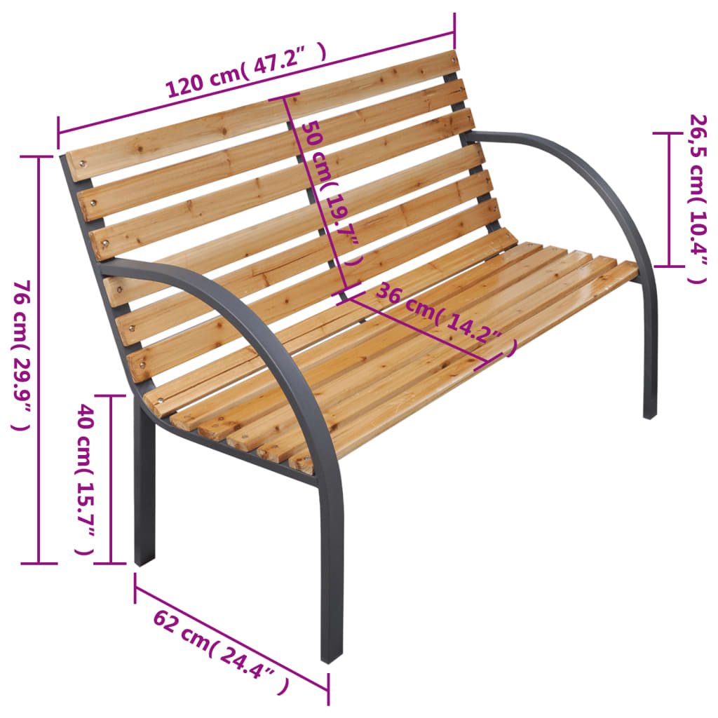 Garden Bench 120 cm Wood and Iron